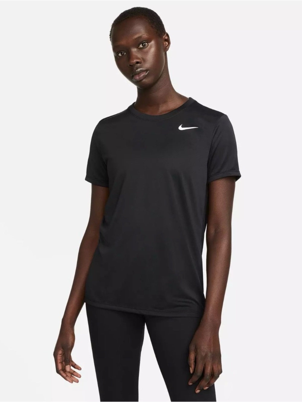 Nike Black Women’s Short Sleeve Tee with White Swoosh